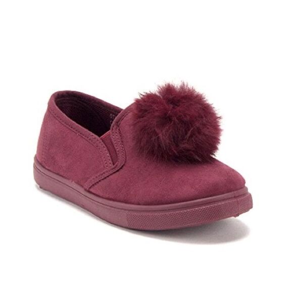 Ositos CAL-02K Burgundy Slip On Pom Pom Sneakers Loafers Size 7 Brand New - Picture 1 of 9